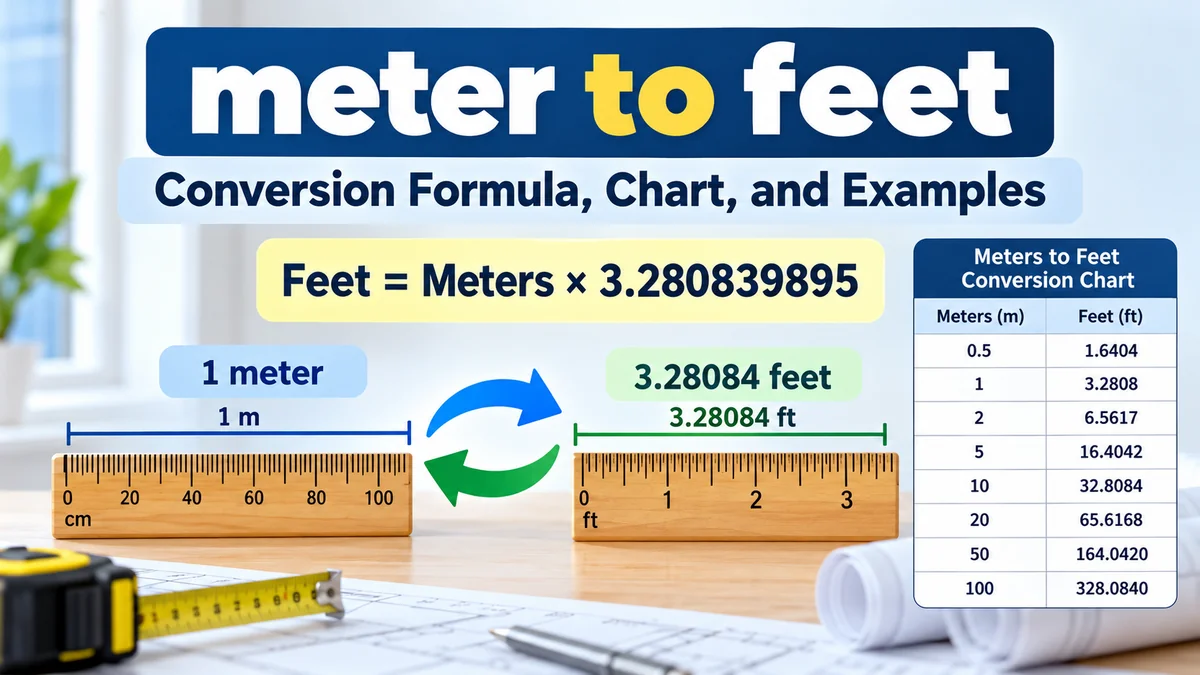 meter to feet: Formula, Conversion Chart & Examples